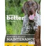 50 lb. bag of Hunter's Select Maintenance dog food on white background